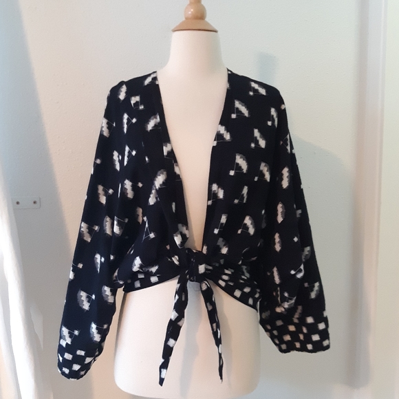 Vintage Tops - Mingei Australia Cotton Tie Cardigan